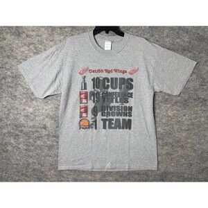 Detroit Red Wings Shirt Mens Large Gray Championships Champions Stanley Cups